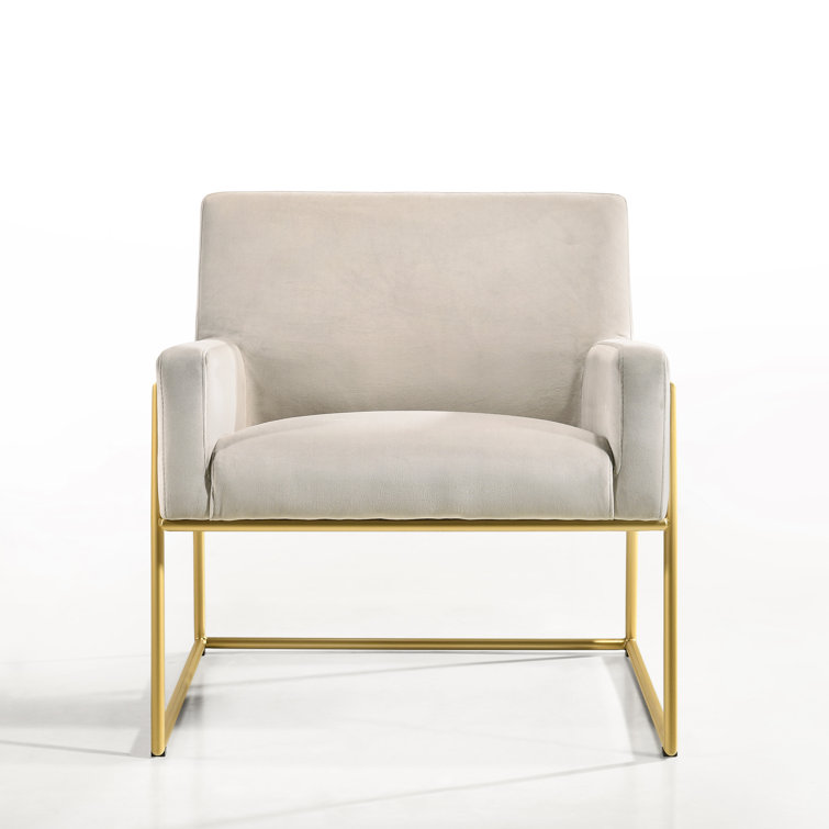 Milano Abalone Gray Velvet & Gold Steel Lounge Chair