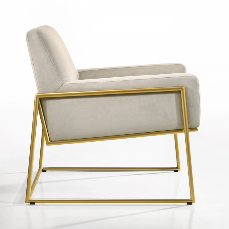 Milano Abalone Gray Velvet & Gold Steel Lounge Chair