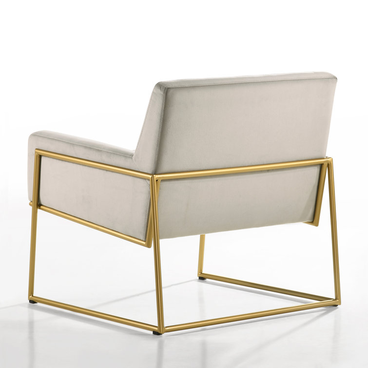 Milano Abalone Gray Velvet & Gold Steel Lounge Chair