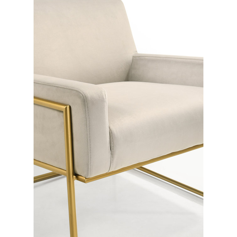 Milano Abalone Gray Velvet & Gold Steel Lounge Chair