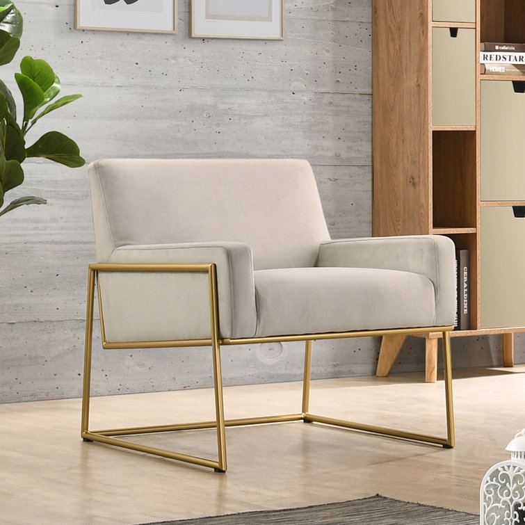 Milano Abalone Gray Velvet & Gold Steel Lounge Chair