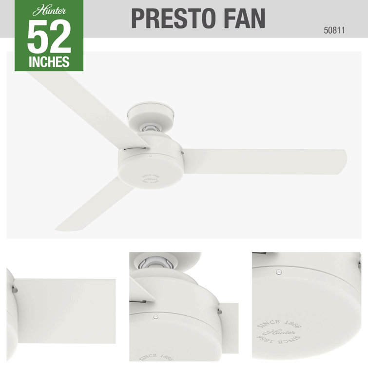 52" Matte White 3-Blade Ceiling Fan with Wall Control