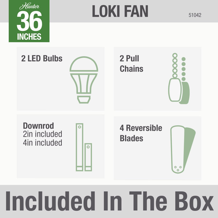 Loki Weathered Copper 36" LED Ceiling Fan with Reversible Blades