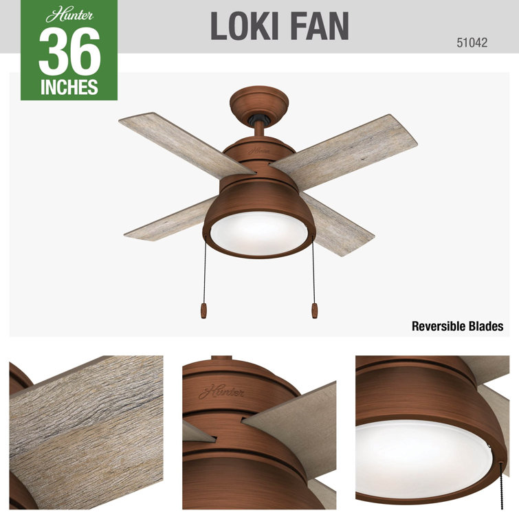 Loki Weathered Copper 36" LED Ceiling Fan with Reversible Blades