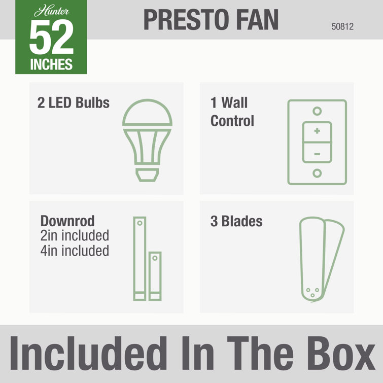 Presto Matte Nickel 52" Low Profile Ceiling Fan with Remote