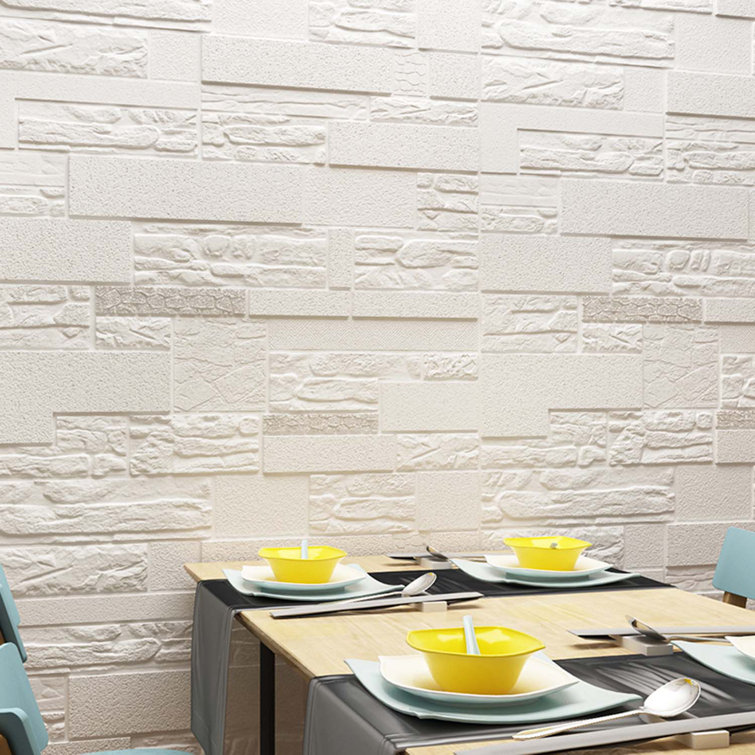 Off-White 3D Faux Brick Peel and Stick Wall Panels