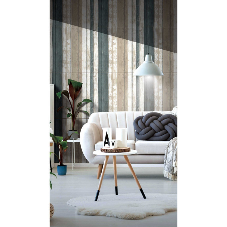 Beige, Brown, Teal Embossed Peel and Stick Vinyl Wall Paneling