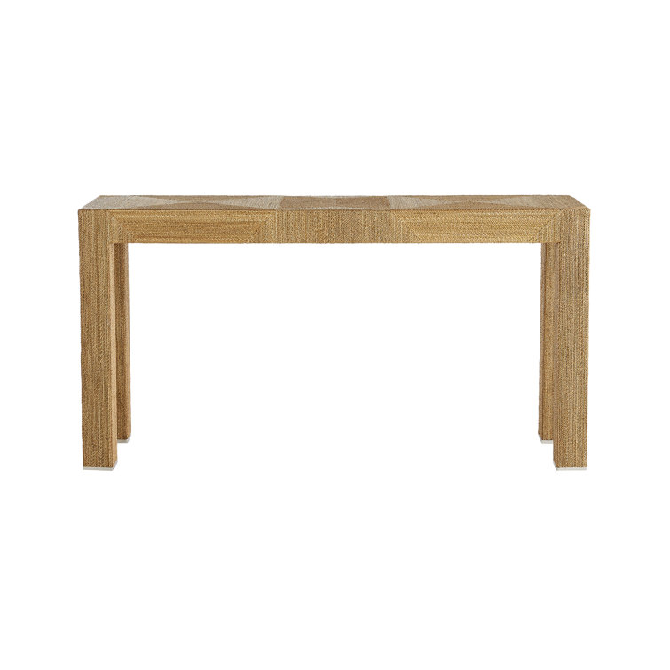 Palmetto 60'' Natural Woven Rope and Glass Console Table with Storage