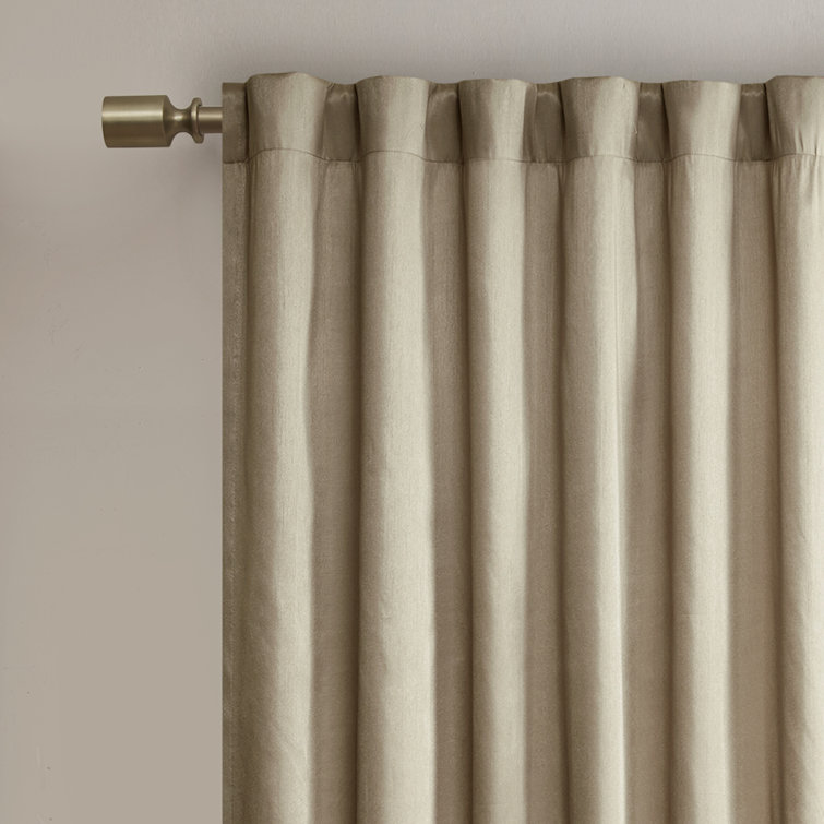 White Faux Silk Embroidered Branch Puddle Length Curtain Panel