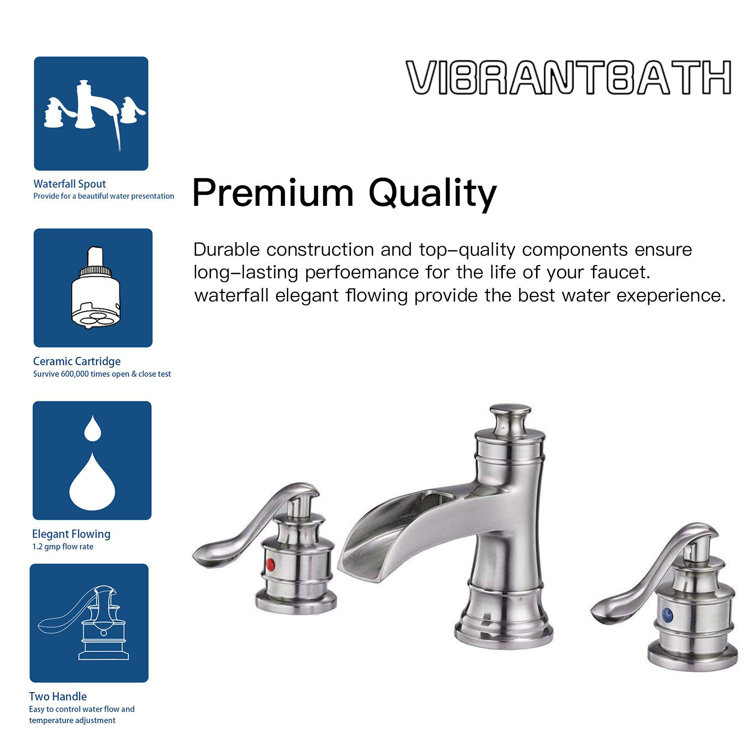 Brushed Nickel Waterfall Single-Handle Bathroom Faucet with Drain Assembly