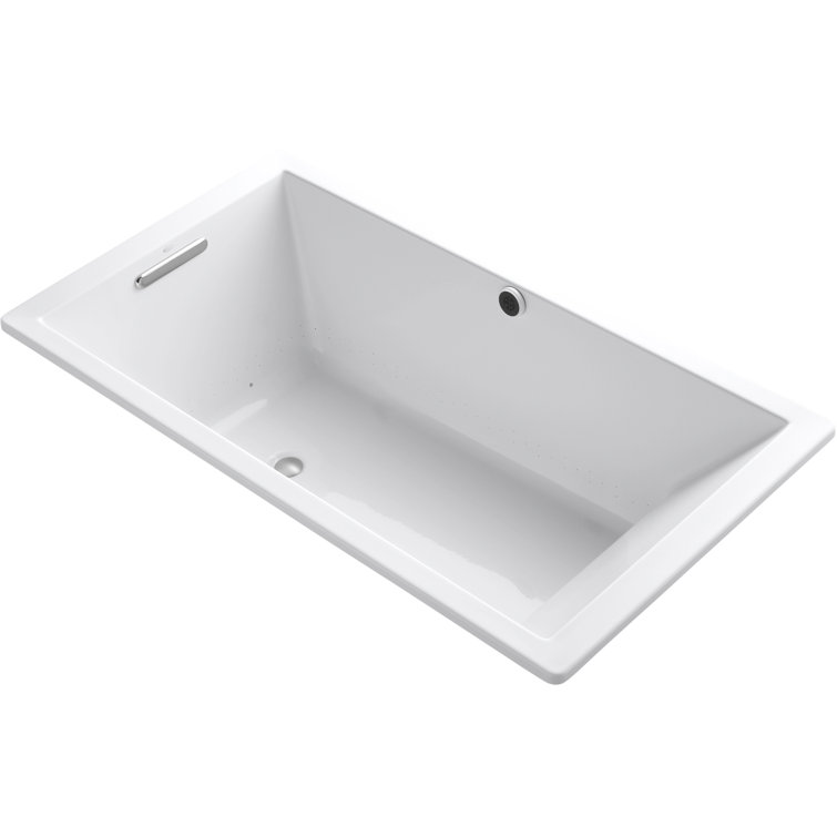 White Acrylic Rectangle Heated Whirlpool Bathtub