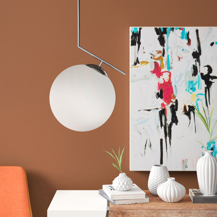 Orion Chrome and White Glass Globe Pendant Light