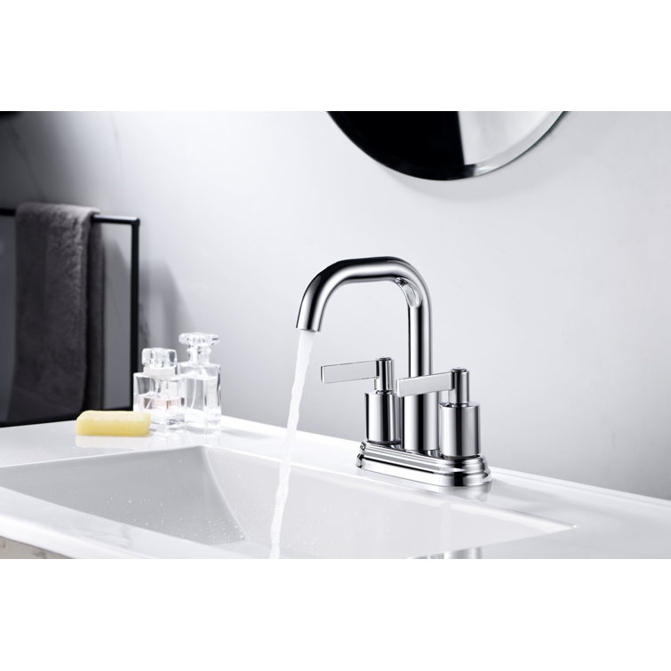 Polished Chrome 2-Handle Centerset Bathroom Faucet with Drain Assembly