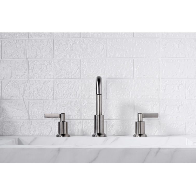 Brushed Nickel Modern Widespread Bathroom Faucet with Drain Assembly