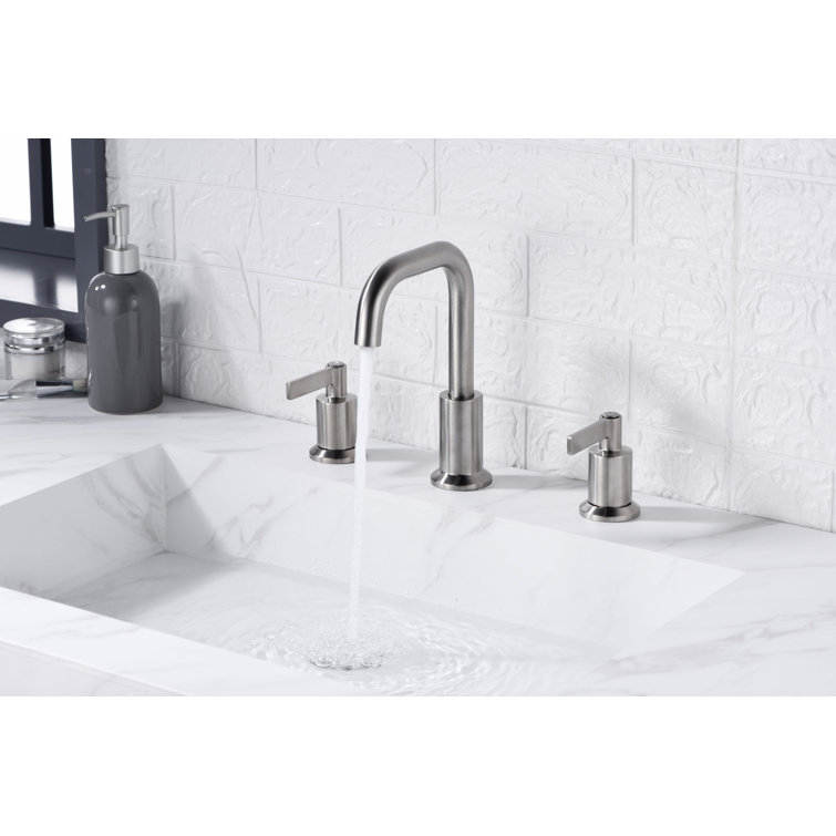 Brushed Nickel Modern Widespread Bathroom Faucet with Drain Assembly