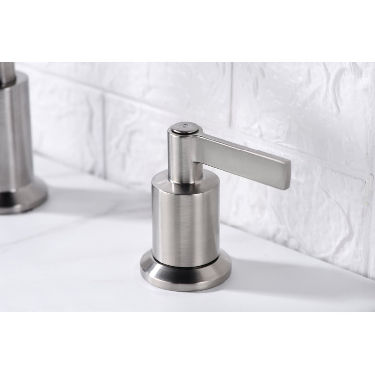 Brushed Nickel Modern Widespread Bathroom Faucet with Drain Assembly