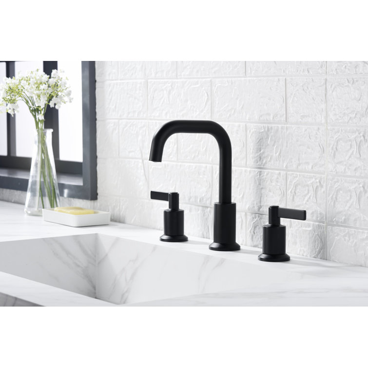Matte Black Brass 2-Handle Widespread Bathroom Faucet