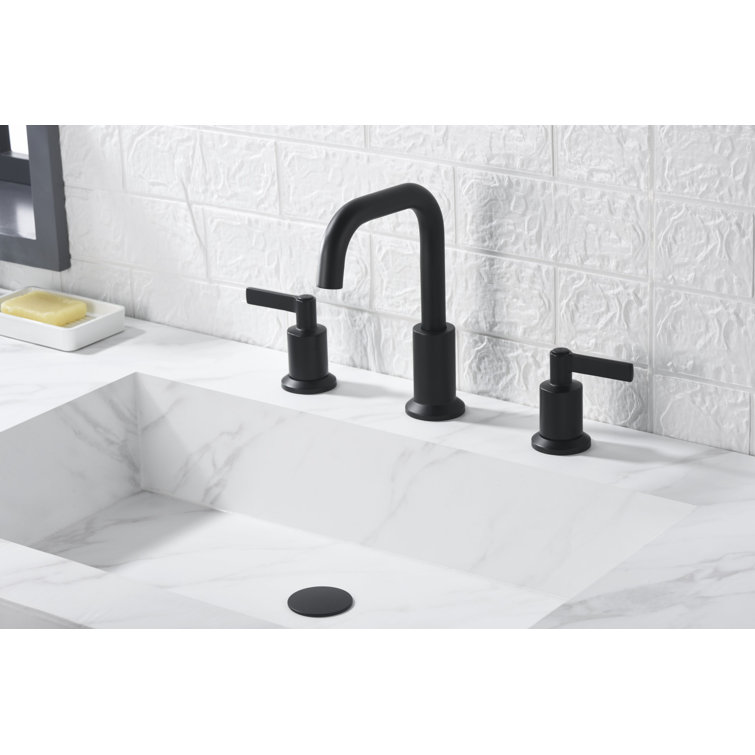 Matte Black Brass 2-Handle Widespread Bathroom Faucet
