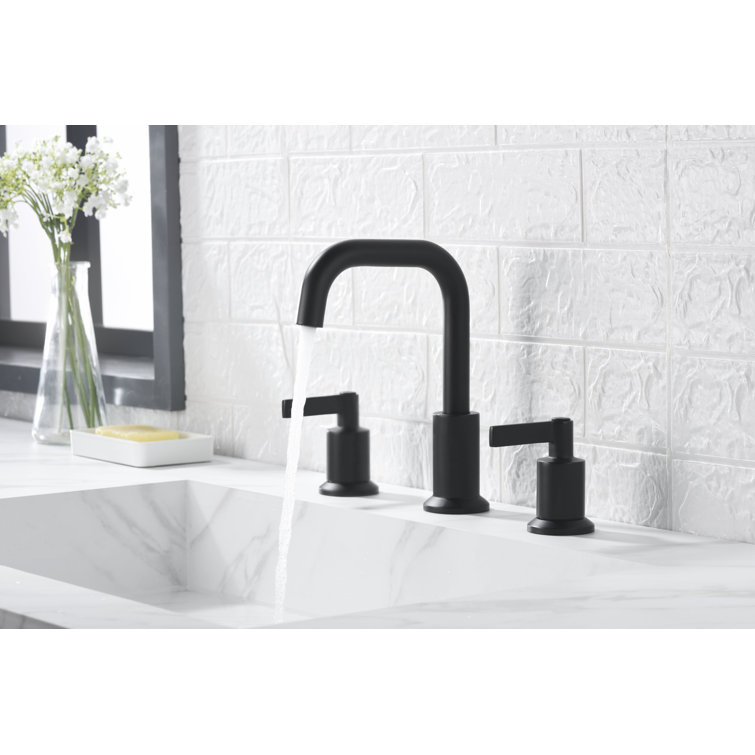 Matte Black Brass 2-Handle Widespread Bathroom Faucet