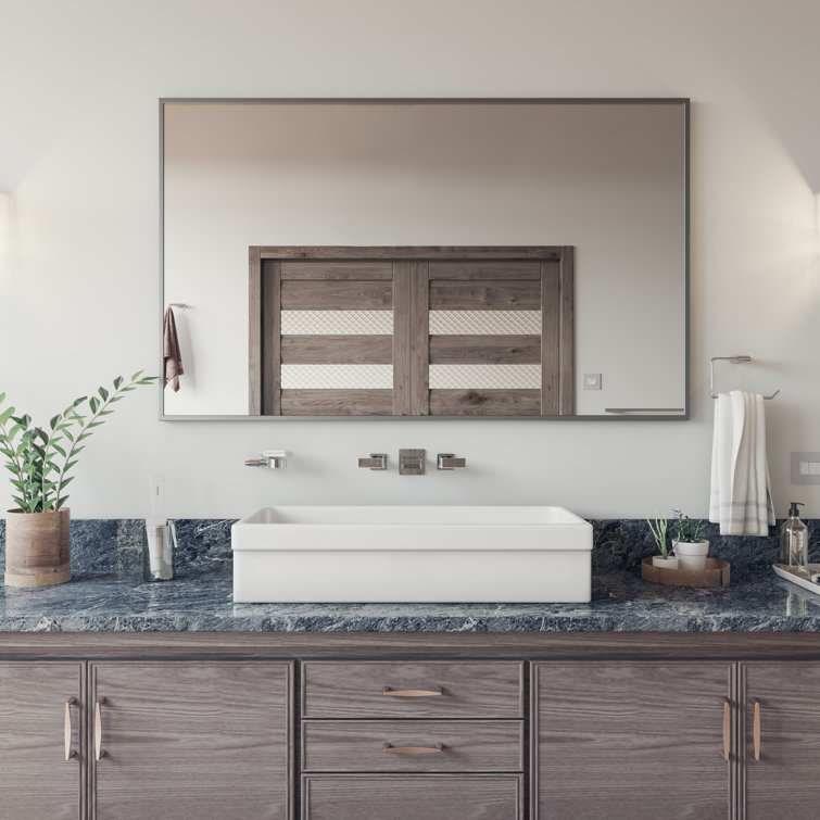 White Fireclay Rectangular Trough Bathroom Sink, 36 Inch