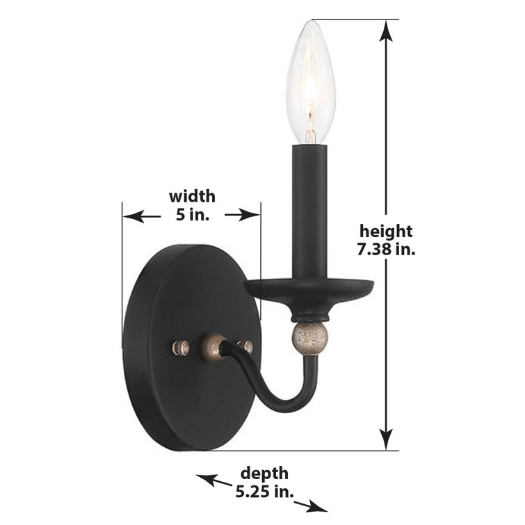Black and Gold Dimmable Steel Wall Sconce