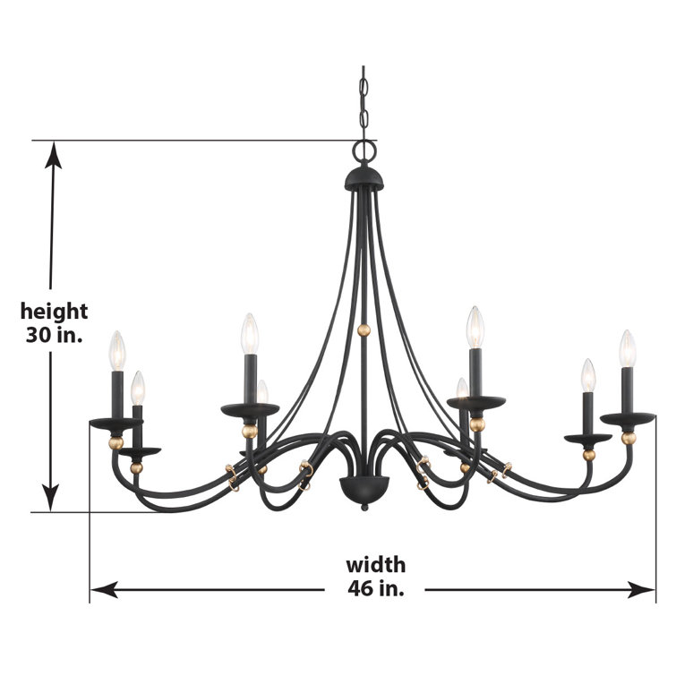 Westchester County Sand Coal and Skyline Gold Leaf 8-Light Chandelier