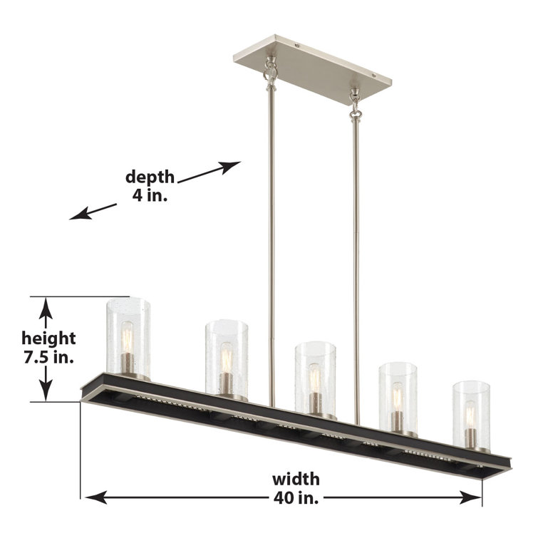 Seedy Glass Brushed Nickel 5-Light Island Pendant