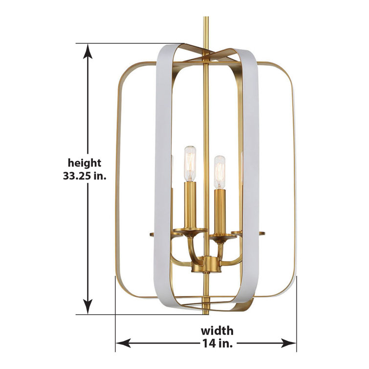 Aureum Matte White & Honey Gold 4-Light Open Cage Pendant