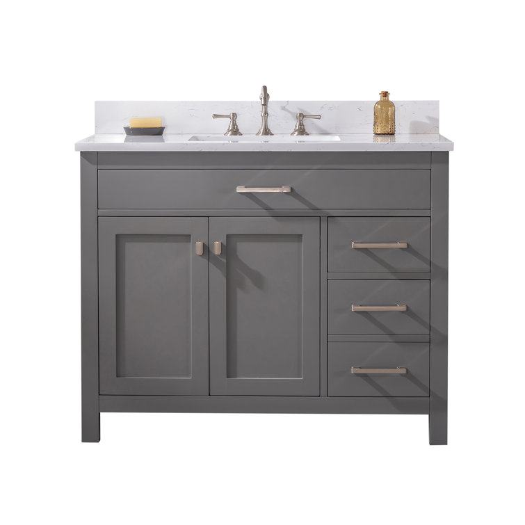 Jasper 42'' Gray Freestanding Bathroom Vanity with Carrara Top