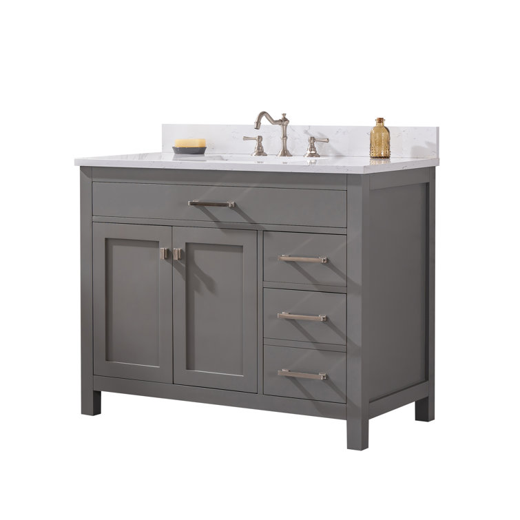 Jasper 42'' Gray Freestanding Bathroom Vanity with Carrara Top