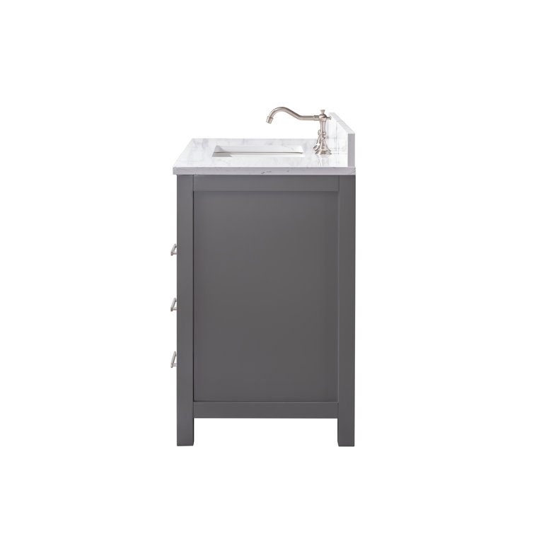 Jasper 42'' Gray Freestanding Bathroom Vanity with Carrara Top