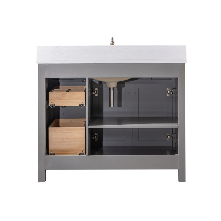 Jasper 42'' Gray Freestanding Bathroom Vanity with Carrara Top