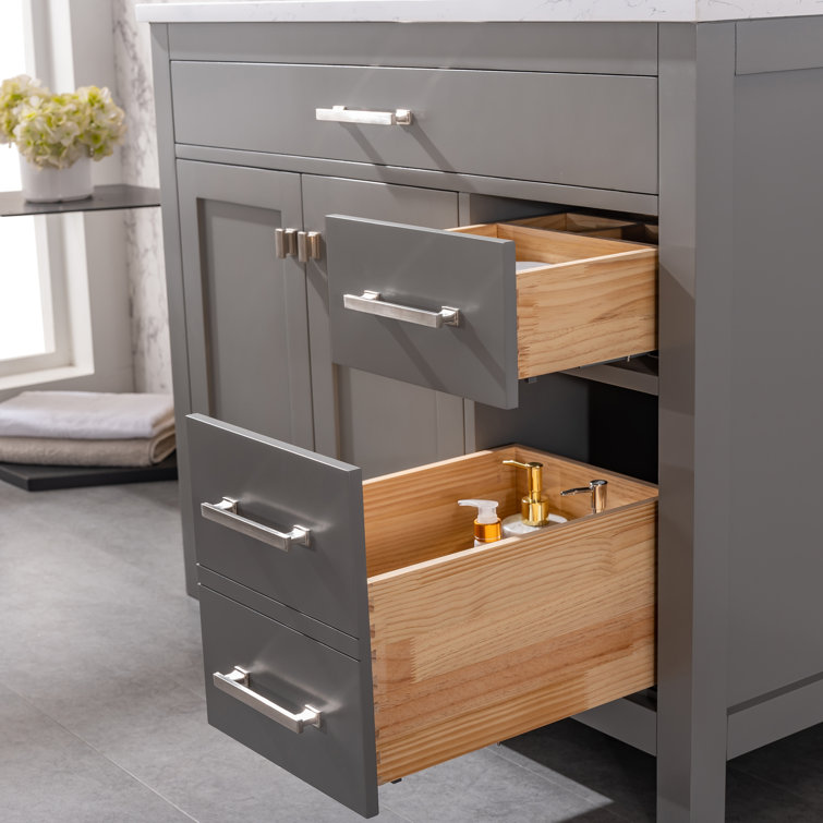 Jasper 42'' Gray Freestanding Bathroom Vanity with Carrara Top