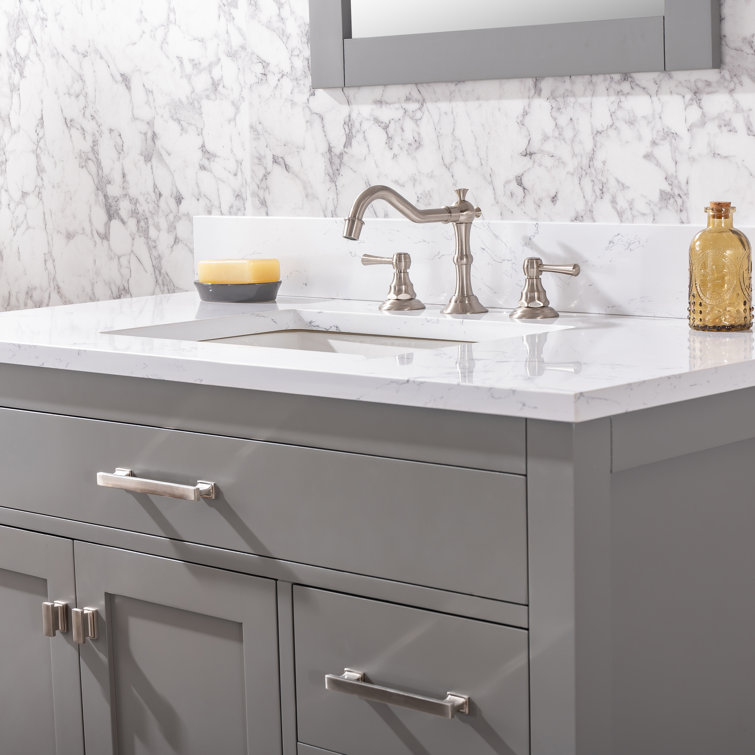 Jasper 42'' Gray Freestanding Bathroom Vanity with Carrara Top