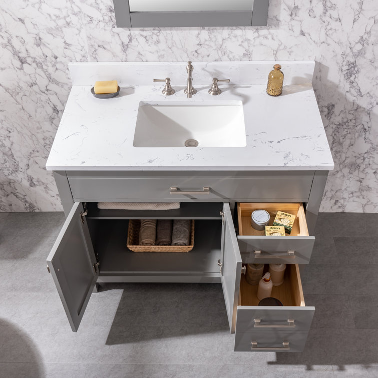 Jasper 42'' Gray Freestanding Bathroom Vanity with Carrara Top