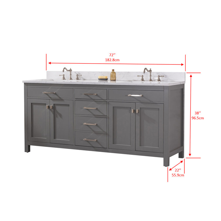 Jasper 72" Gray Double Bathroom Vanity with Carrara White Top