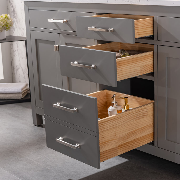 Jasper 72" Gray Double Bathroom Vanity with Carrara White Top