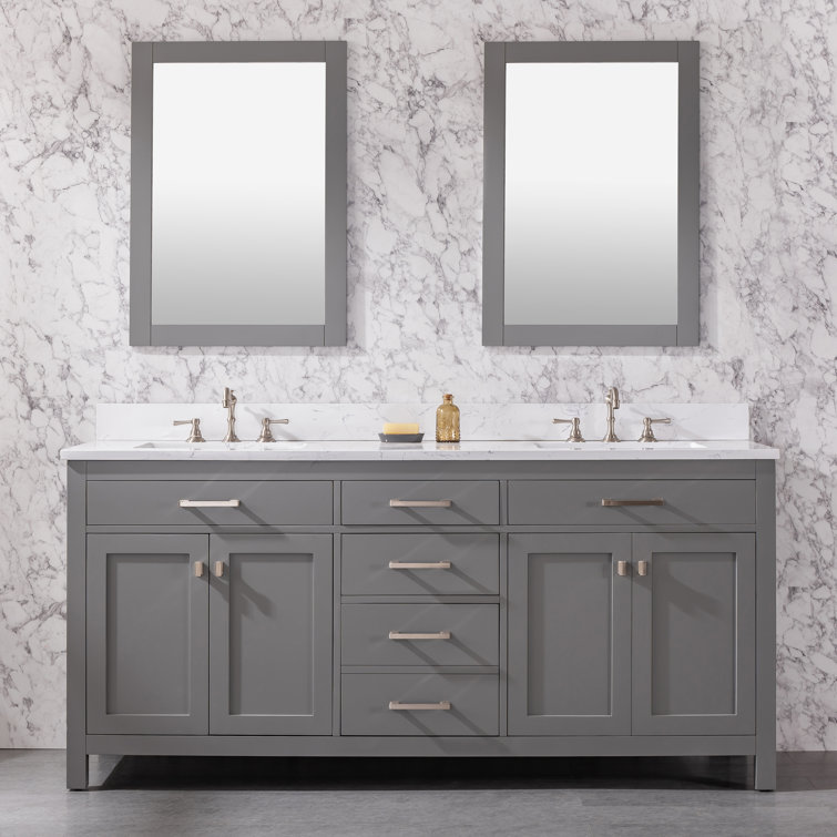 Jasper 72" Gray Double Bathroom Vanity with Carrara White Top