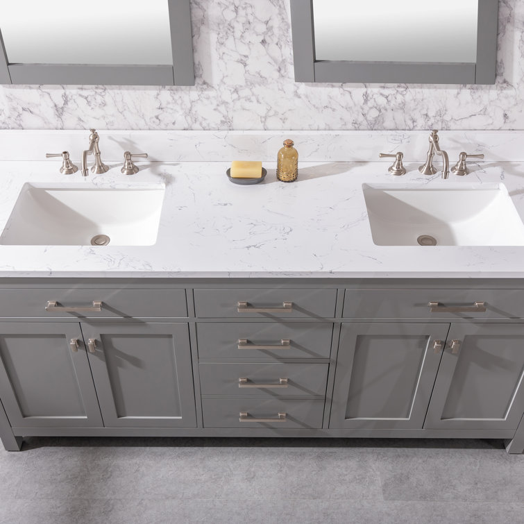 Jasper 72" Gray Double Bathroom Vanity with Carrara White Top