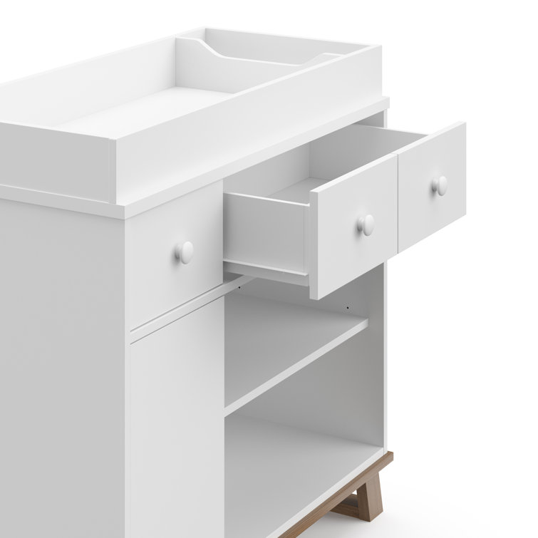 White and Driftwood 3-in-1 Convertible Baby Crib with Adjustable Mattress Support