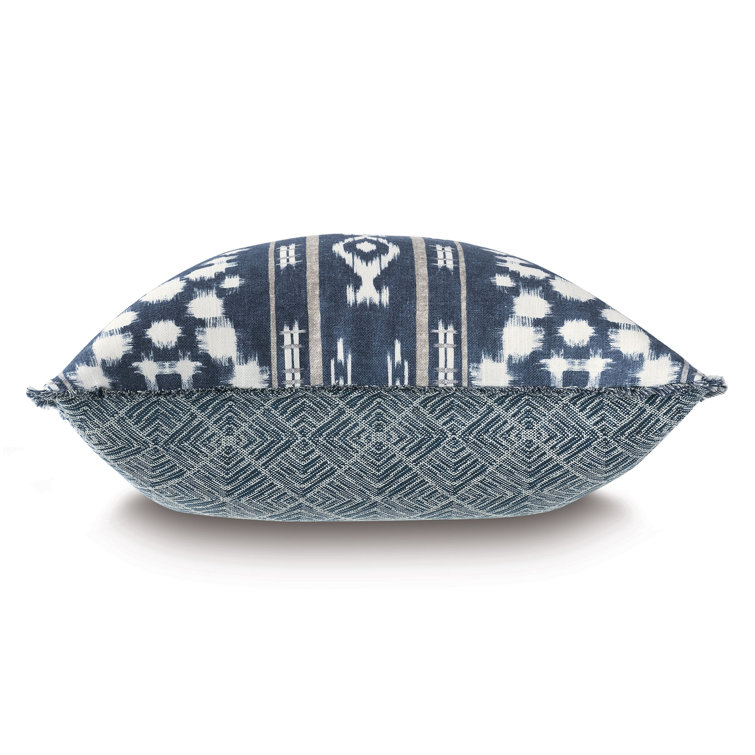 Luxurious 22" Square Ikat Fringed Throw Pillow with Insert