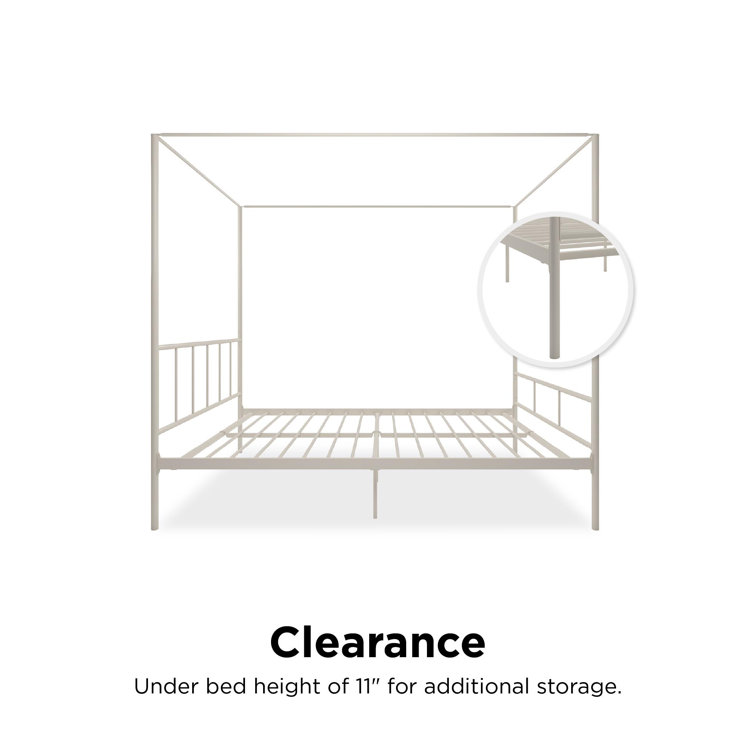 Marion Queen White Metal Canopy Platform Bed with Headboard