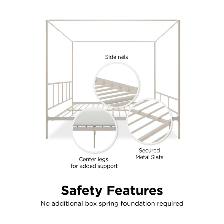 Marion Queen White Metal Canopy Platform Bed with Headboard