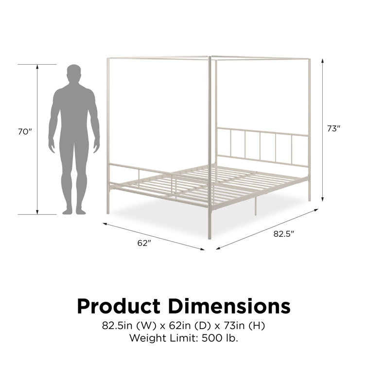 Marion Queen White Metal Canopy Platform Bed with Headboard