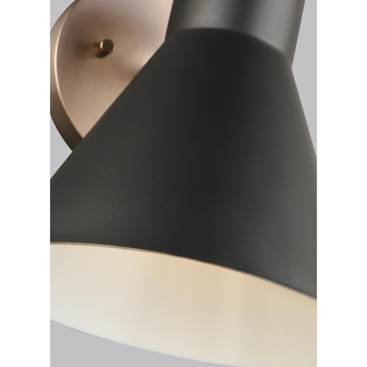 Black and Brass Steel Cone Shade Dimmable Sconce