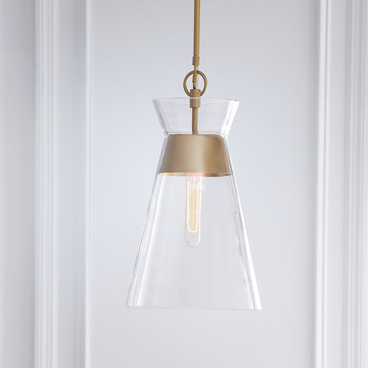 Burnished Brass and Clear Glass Modern Pendant Light