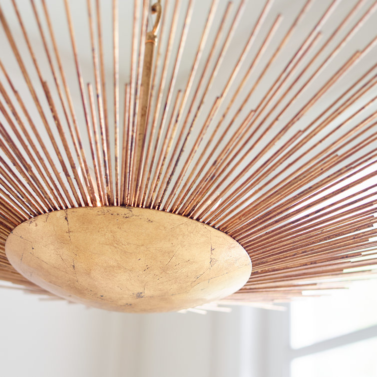 Helios Antique Gold Steel 32" Indoor/Outdoor Pendant Light