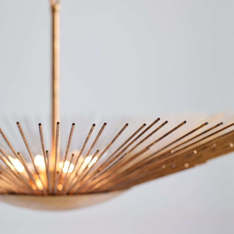 Helios Antique Gold Steel 32" Indoor/Outdoor Pendant Light