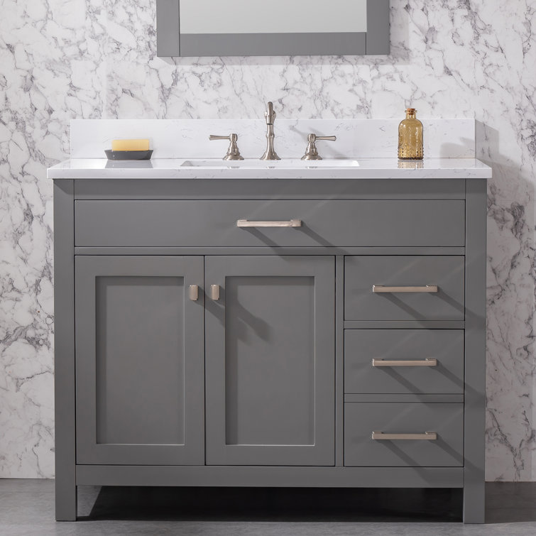Jasper 42'' Gray Freestanding Bathroom Vanity with Carrara Top