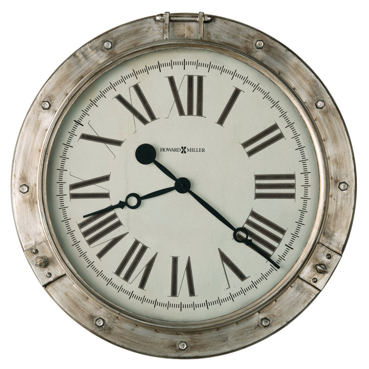 Oversized Beige Metal Transitional Wall Clock